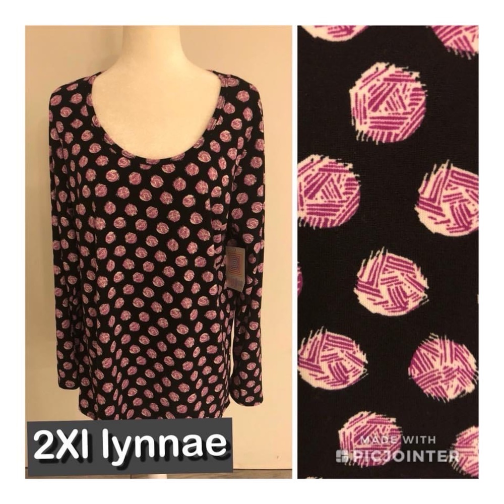 Lularoe lynnae long sleeve polka dot top 2Xl